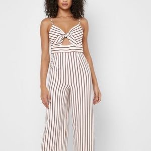 Striped Jumpsuit with Tie Front